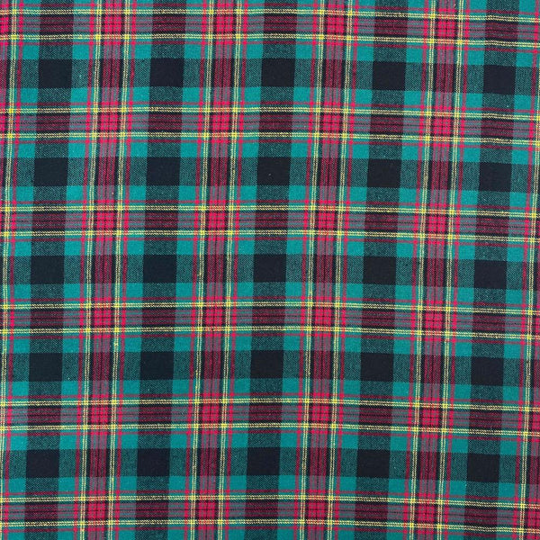 Teal Tartan Plaid Cotton Flannel