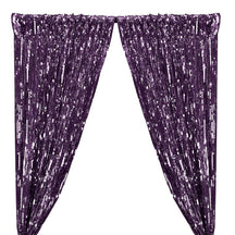 Rectangle Piano Sequins Rod Pocket Curtains - Plum