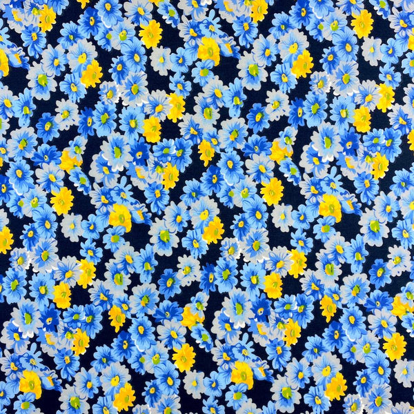 Blue Daffodil Printed Broadcloth