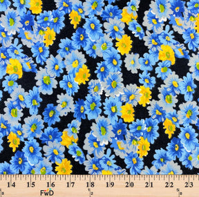 Blue Daffodil Printed Broadcloth