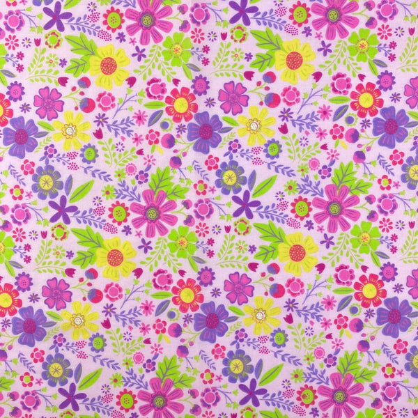 Pink Carnival Garden Print Broadcloth