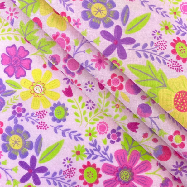 Pink Carnival Garden Print Broadcloth