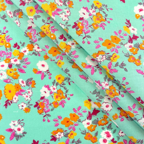 Mint Heather Garden Print Broadcloth