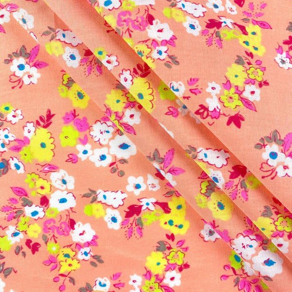 Peach Heather Garden Print Broadcloth