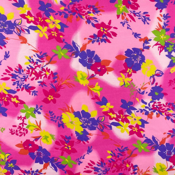 Pink Tie-Dye Garden Print Broadcloth