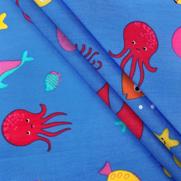 Blue Aquarium Print Broadcloth