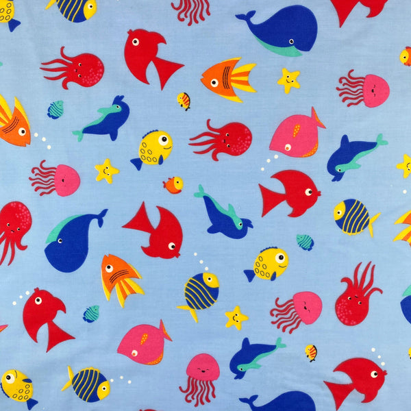 Light Blue Aquarium Print Broadcloth