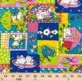 Multi-Color Dreamy Cats & Dogs Print Broadcloth