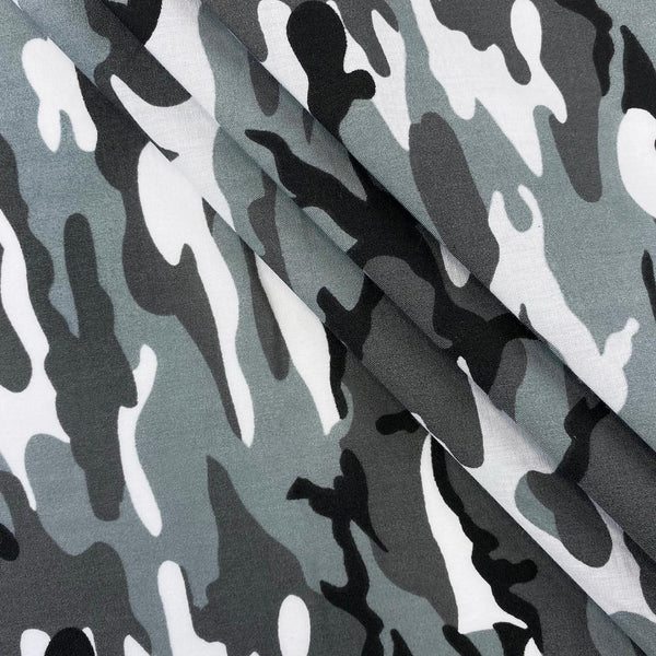 Grey Marine Camo Print Broadcloth