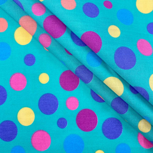 Aqua Party Dot Print Broadcloth