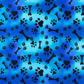 Blue Tie-Dye Doggie Print Broadcloth