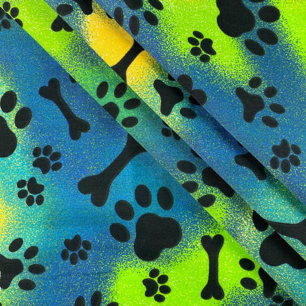 Green Tie-Dye Doggie Print Broadcloth