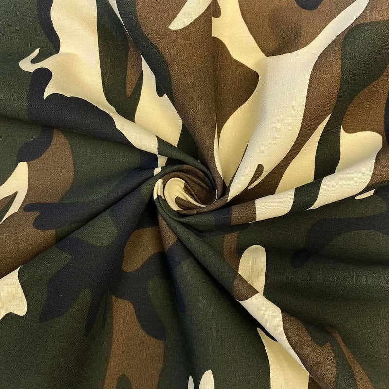 Woodland Camouflage Printed Fabric 100% Cotton 56/58