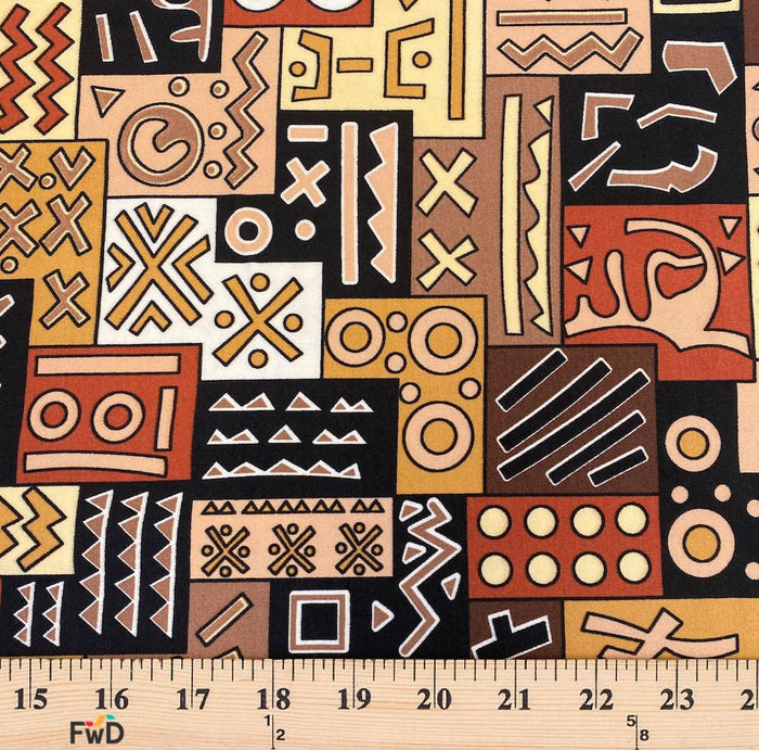 Geometric African Printed DTY Brushed (6-3) Fabric