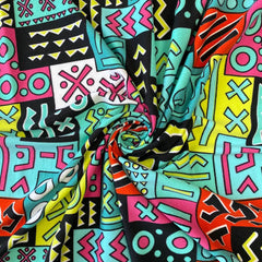 Geometric African Printed DTY Brushed (6-5) Fabric
