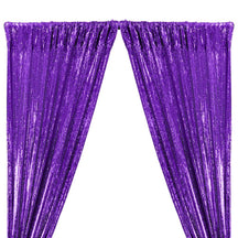 All-Over Sequins Mermaid Scale on Stretch Mesh Rod Pocket Curtains - Purple