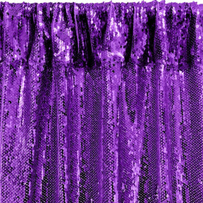 All-Over Sequins Mermaid Scale on Stretch Mesh Rod Pocket Curtains - Purple