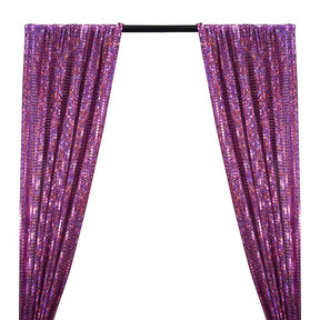 Hologram 8mm Square Sequins Rod Pocket Curtains - Purple