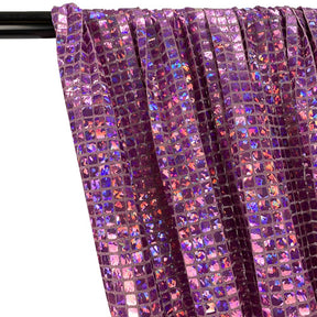 Hologram 8mm Square Sequins Rod Pocket Curtains - Purple
