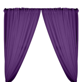 Sheer Voile Fire Retardant Rod Pocket Curtains - Purple
