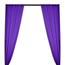 Silk Georgette Chiffon Rod Pocket Curtains - Purple