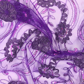Purple Sparkle Sequins on Stretch Mesh