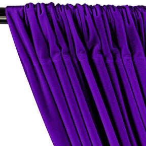 Stretch Velvet Rod Pocket Curtains - Purple