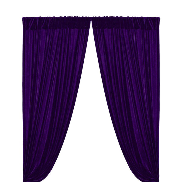 Micro Velvet Rod Pocket Curtains - Purple