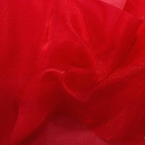 Crystal Organza Rod Pocket Curtains - Red