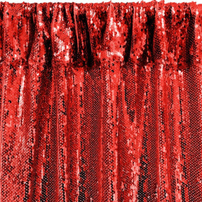 All-Over Sequins Mermaid Scale on Stretch Mesh Rod Pocket Curtains - Red