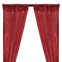 American Trans Knit Sequins Rod Pocket Curtains - Red