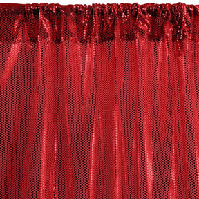 American Trans Knit Sequins Rod Pocket Curtains - Red