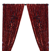 Two-Sided Reversible Sequins Rod Pocket Curtains - Red / Navy