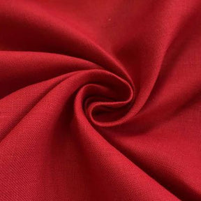 Natural Linen Rod Pocket Curtains - Red