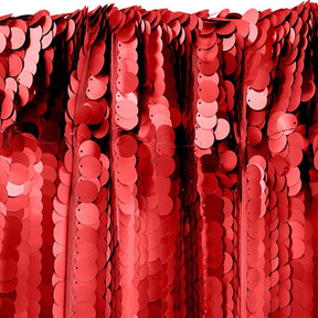 Paillette Circle Sequins Rod Pocket Curtains - Red