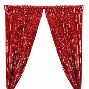 Rectangle Piano Sequins Rod Pocket Curtains - Red