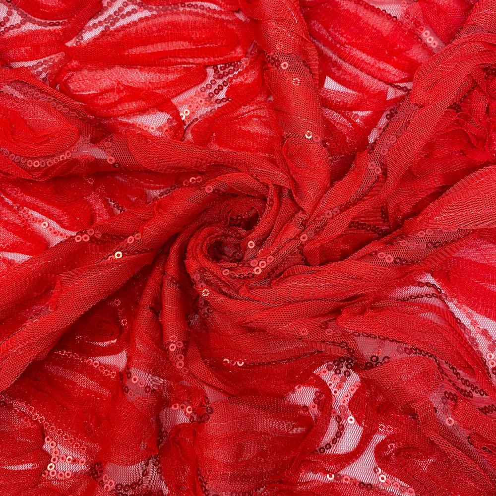 Red Mesh Ribbon on Mesh Fabric 52
