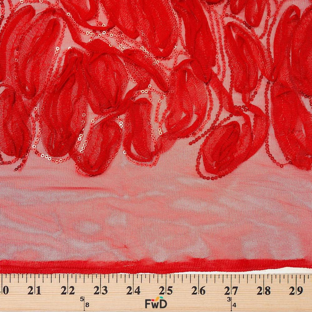 Red Mesh Ribbon on Mesh Fabric 52