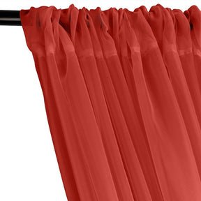 Sheer Voile Fire Retardant Rod Pocket Curtains - Red