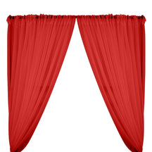 Sheer Voile Rod Pocket Curtains - Red