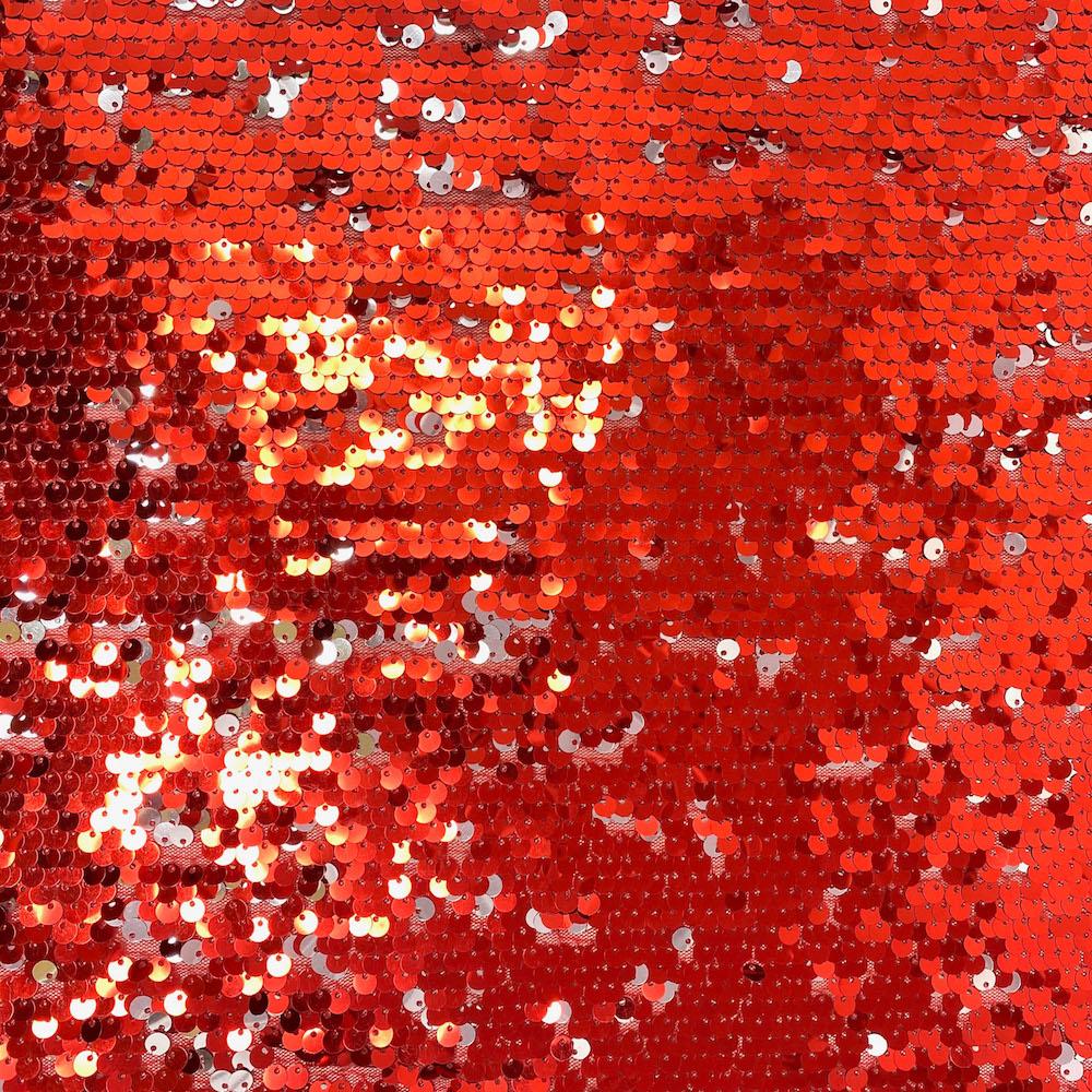 Two-Sided Reversible Sequins On Stretch Mesh