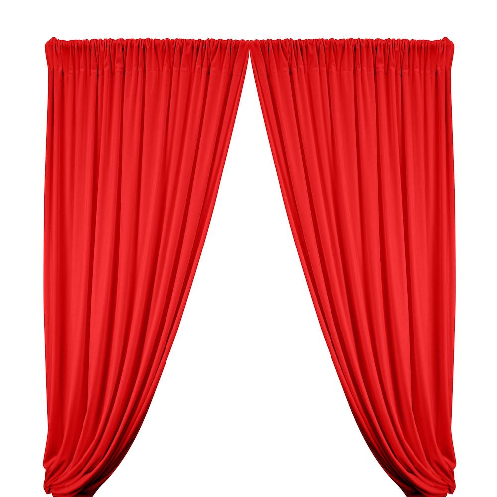 Red Stretch Velvet Fabric Curtains With Pockets For Pipe D