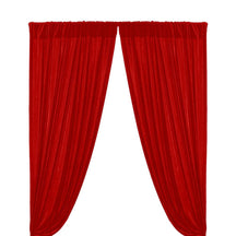 Micro Velvet Rod Pocket Curtains - Red