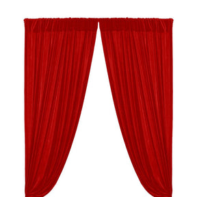 Micro Velvet Rod Pocket Curtains - Red