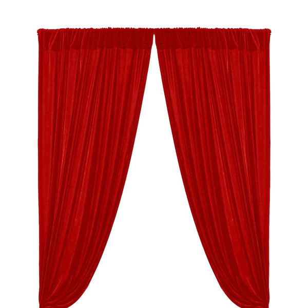 Micro Velvet Rod Pocket Curtains - Red