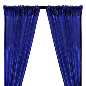 American Trans Knit Sequins Rod Pocket Curtains - Royal Blue