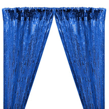 Hologram 8mm Square Sequins Rod Pocket Curtains - Royal Blue