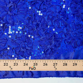 Royal Blue Ribbon Sequins Rosette on Satin