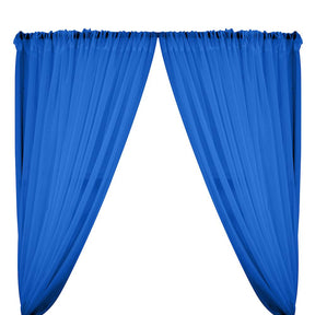 Sheer Voile Fire Retardant Rod Pocket Curtains - Royal Blue