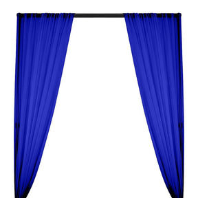 Silk Georgette Chiffon Rod Pocket Curtains - Royal Blue